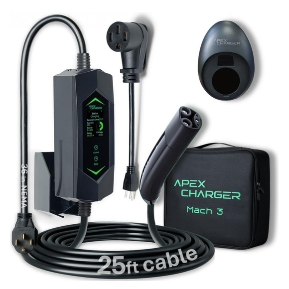 MACH 3 Portable EV Charger 40 Amp Level 1 & 2 NACS NEMA 14-50 5-15 Adapter